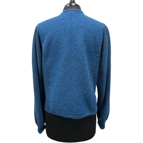 Geiger Collection Vintage Austrian Wool Cardigan Jacket Teal Blue Size 44 - Picture 7 of 16
